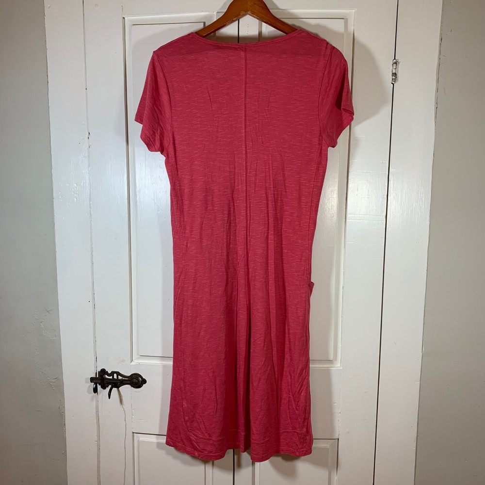 Toad&Co Womens Small Pink Short Sleeve V-Neck Casual T-Shirt Dress Pocket READ - Picture 2 of 13